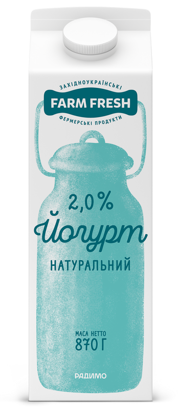 Йогурт FARM FRESH "Натуральний" 2,0% жиру, п/п 870г